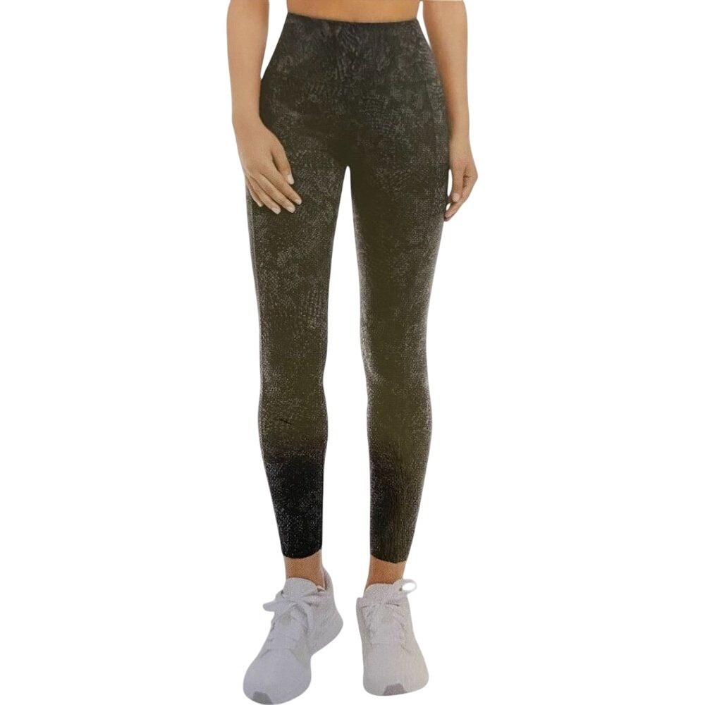 Danskin Ladies' Super Soft Brushed Legging Side Pockets Black/Gray‎ Small New!